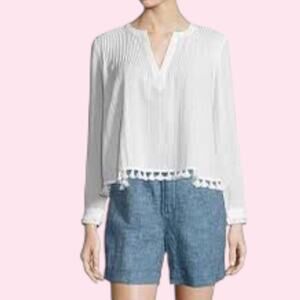 Derek Lam 10 Crosby Pintuck Tassel Trim Top 4 EUC